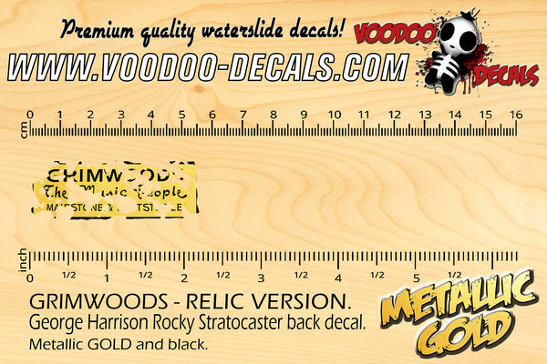 GRIMWOODS - Harrison Rocky Stratocaster BACK DECAL - RELIC VERSION