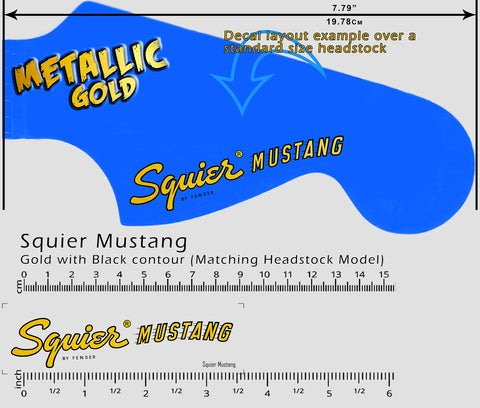 Squier Mustang (MATCHING HEADSTOCK) - Black & Gold